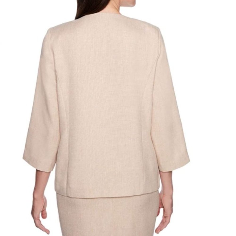 Alfred Dunner Womens La Dolce Suit Jacket Blazer- Almond Light Beige Size 16 NWT - Picture 2 of 4